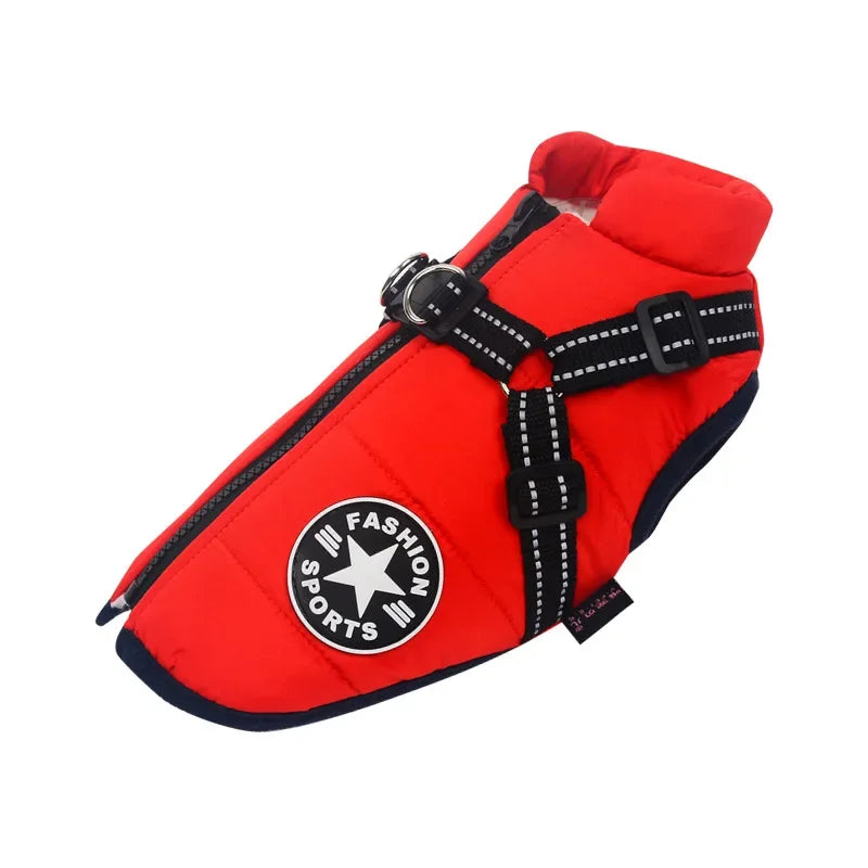Premium Waterproof Dog Jacket with Harness - Winter Coat for Large Breeds, Including Labrador, Chihuahua, and French Bulldog