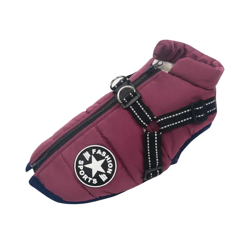 Premium Waterproof Dog Jacket with Harness - Winter Coat for Large Breeds, Including Labrador, Chihuahua, and French Bulldog