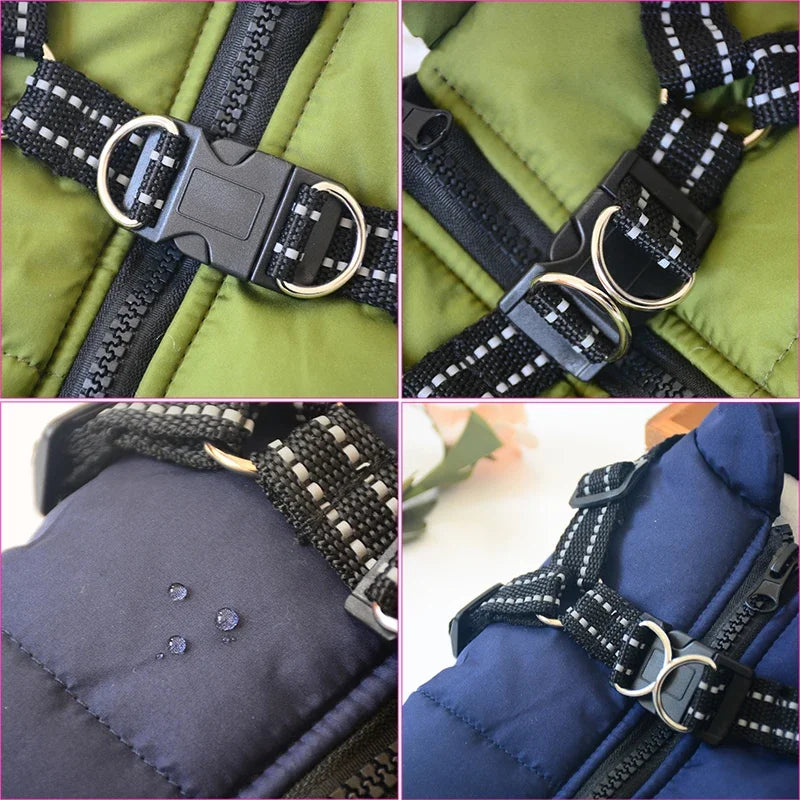 Premium Waterproof Dog Jacket with Harness - Winter Coat for Large Breeds, Including Labrador, Chihuahua, and French Bulldog