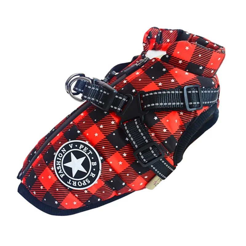 Premium Waterproof Dog Jacket with Harness - Winter Coat for Large Breeds, Including Labrador, Chihuahua, and French Bulldog