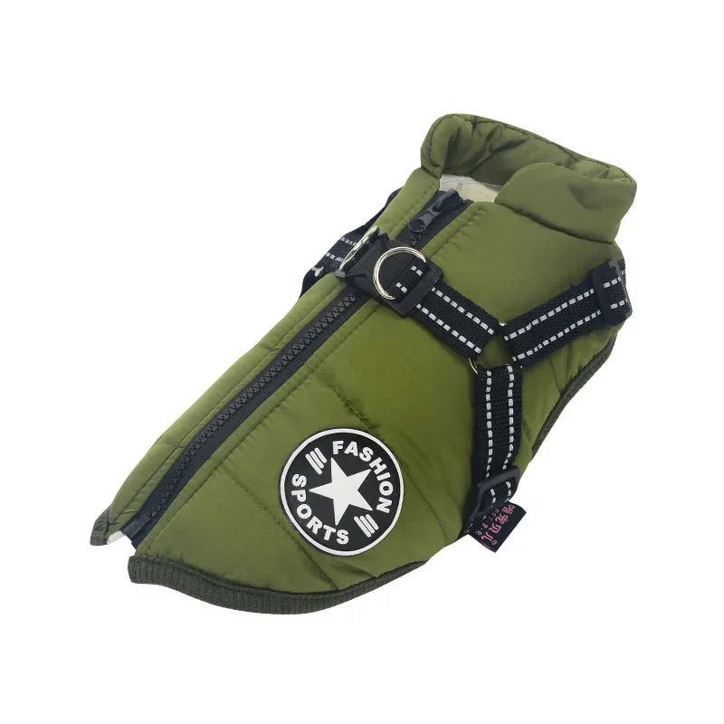 Premium Waterproof Dog Jacket with Harness - Winter Coat for Large Breeds, Including Labrador, Chihuahua, and French Bulldog
