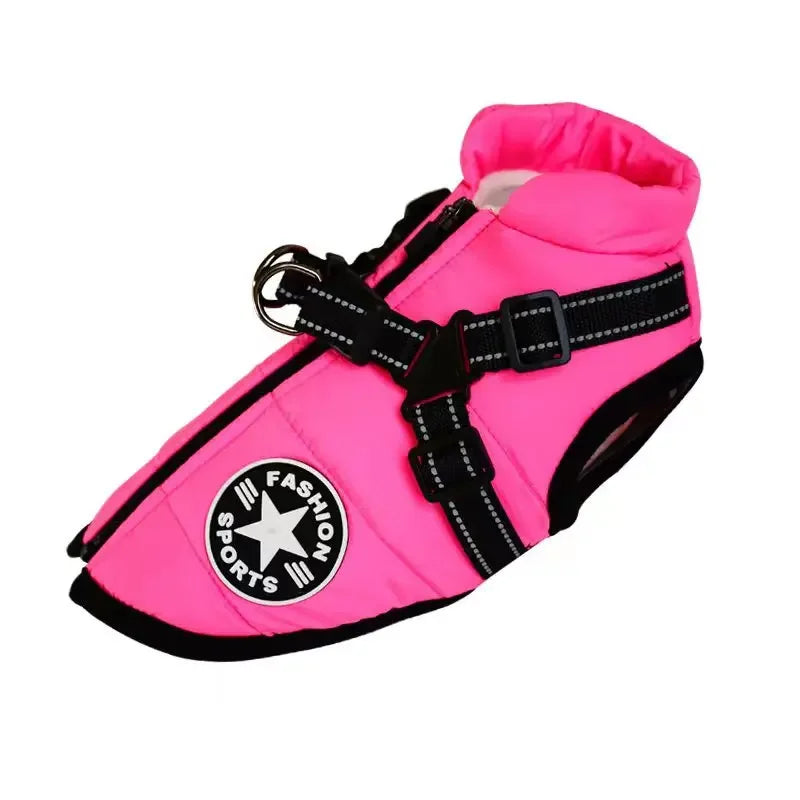 Premium Waterproof Dog Jacket with Harness - Winter Coat for Large Breeds, Including Labrador, Chihuahua, and French Bulldog