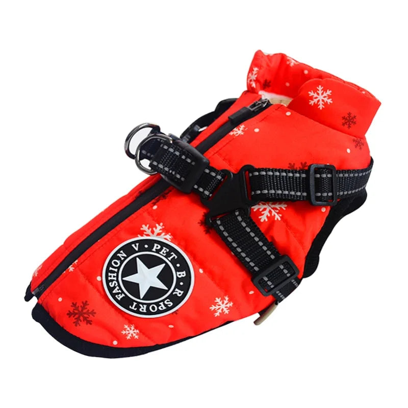 Premium Waterproof Dog Jacket with Harness - Winter Coat for Large Breeds, Including Labrador, Chihuahua, and French Bulldog