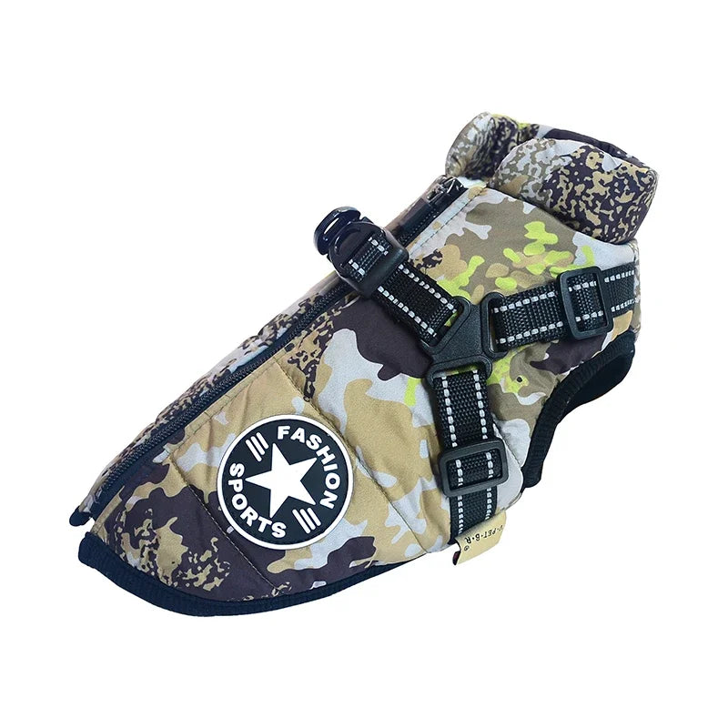 Premium Waterproof Dog Jacket with Harness - Winter Coat for Large Breeds, Including Labrador, Chihuahua, and French Bulldog