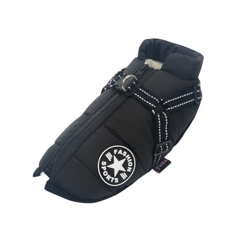 Premium Waterproof Dog Jacket with Harness - Winter Coat for Large Breeds, Including Labrador, Chihuahua, and French Bulldog