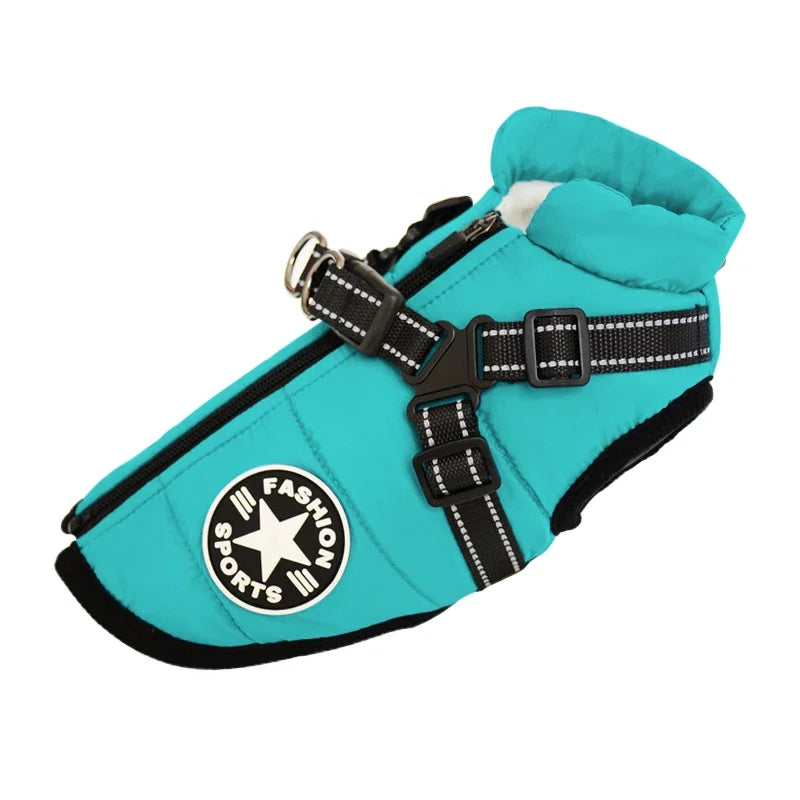 Premium Waterproof Dog Jacket with Harness - Winter Coat for Large Breeds, Including Labrador, Chihuahua, and French Bulldog