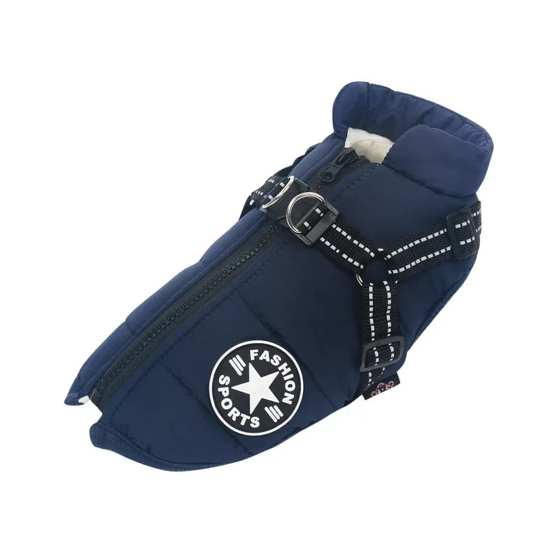 Premium Waterproof Dog Jacket with Harness - Winter Coat for Large Breeds, Including Labrador, Chihuahua, and French Bulldog