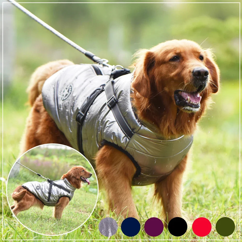 Premium Waterproof Dog Jacket with Harness - Winter Coat for Large Breeds, Including Labrador, Chihuahua, and French Bulldog